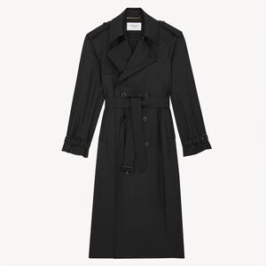 SAINT LAURENT Belted Silk-Satin Trench Coat